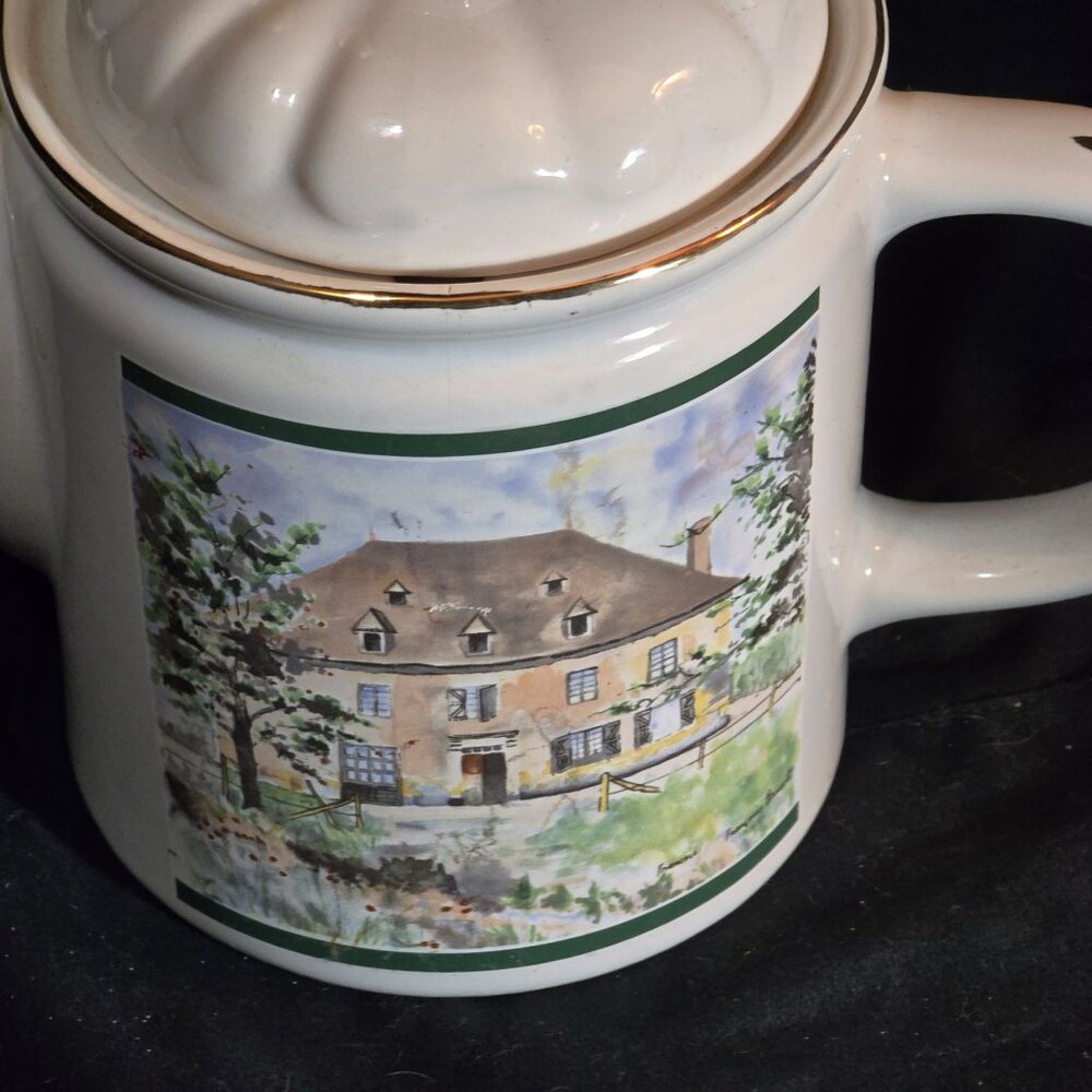 Vintage CBK CTD 1993 Taiwan Ceramic Teapot With Scenic House Design
